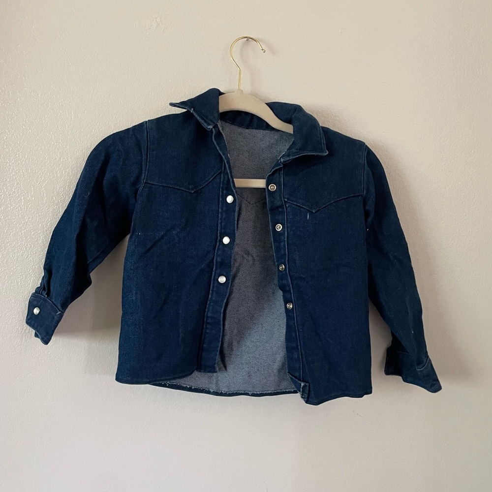 Kids western jean pearl snap